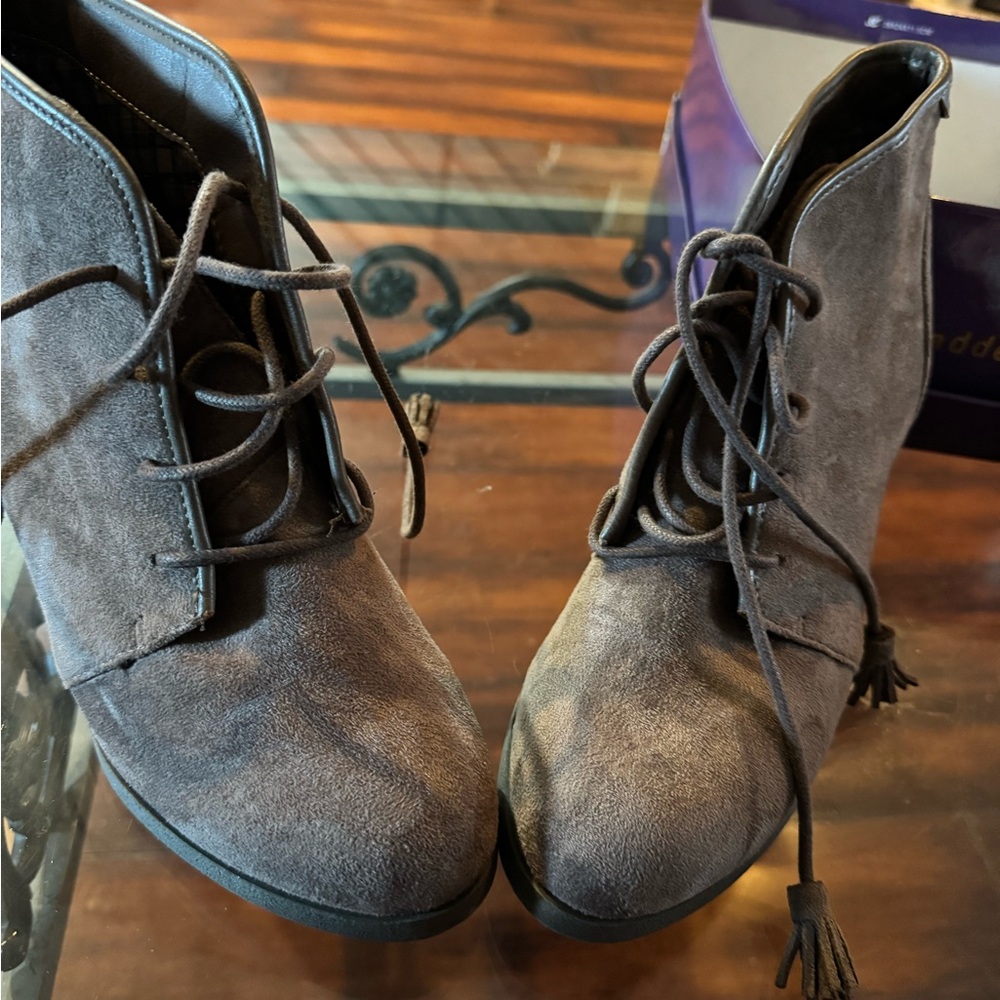 Madden Girl Charcoal Suede Ankle Booties